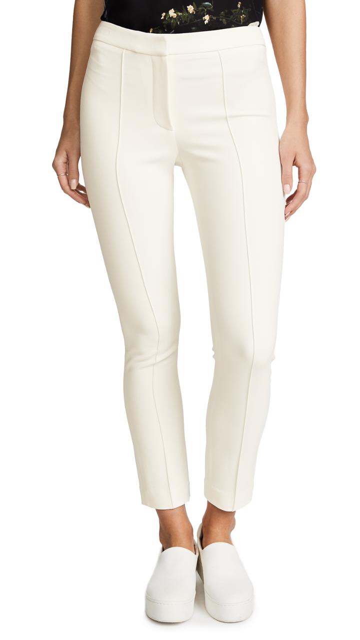 Adam Lippes Stretch Cady Cigarette Pants With Pintucks