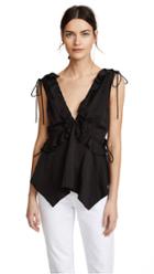 Derek Lam 10 Crosby Sleeveless V Neck Ruffle Top