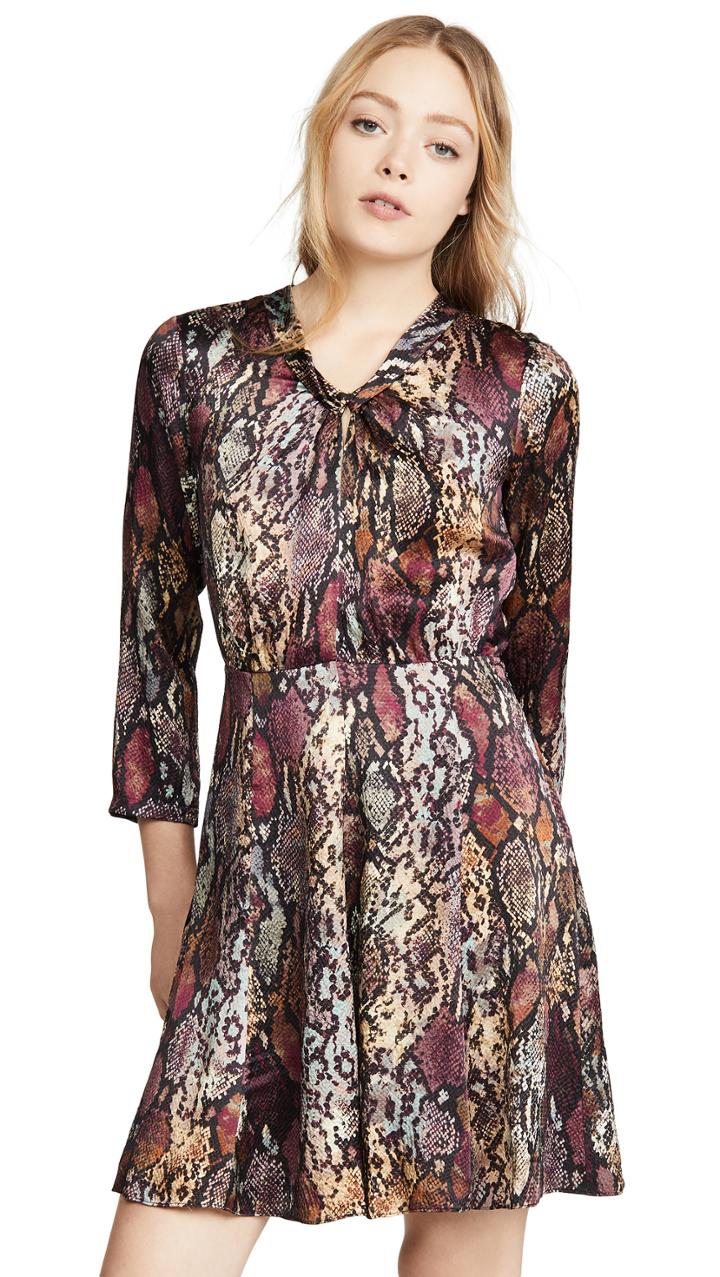 Rebecca Taylor Long Sleeve Snake Silk Dress