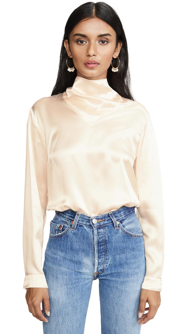 Le Kasha Long Sleeve Blouse Neck Detail