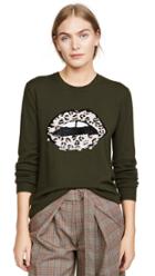 Markus Lupfer Natalie Sequin Leopard Lip Sweater