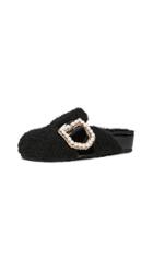 Suecomma Bonnie Jewel Buckle Detailed Eco Fur Sandals