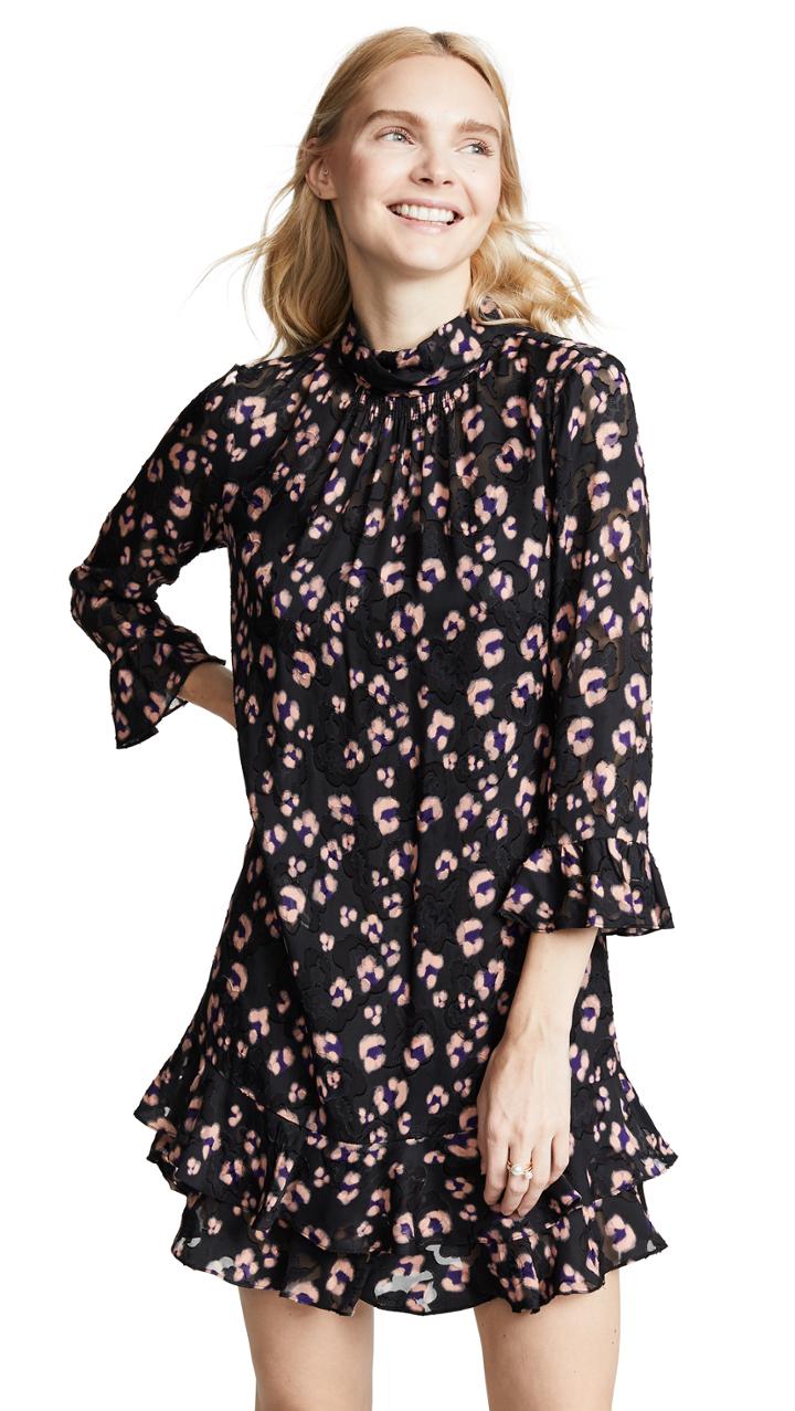 Rebecca Taylor Long Sleeve Cheetah Dress