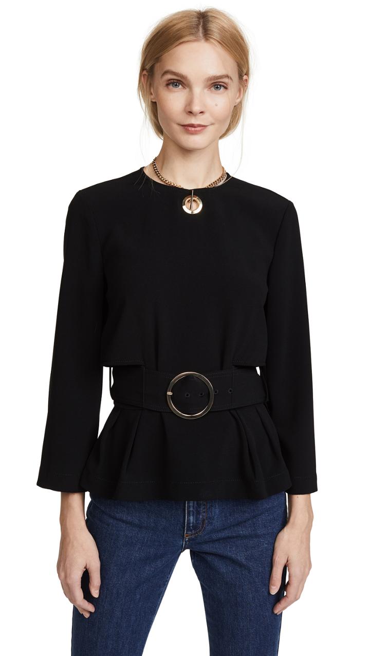 Derek Lam 10 Crosby Long Sleeve Belted Top