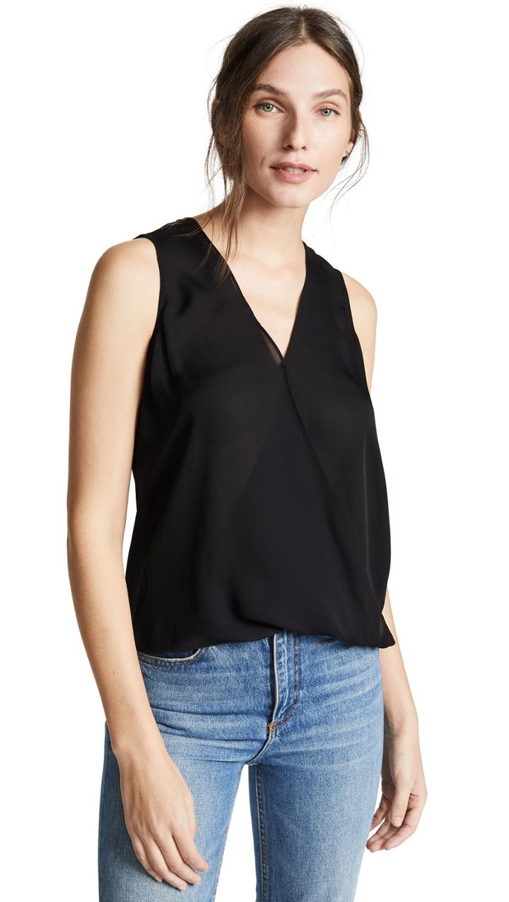 L Agence Mila Draped Sleeveless Blouse