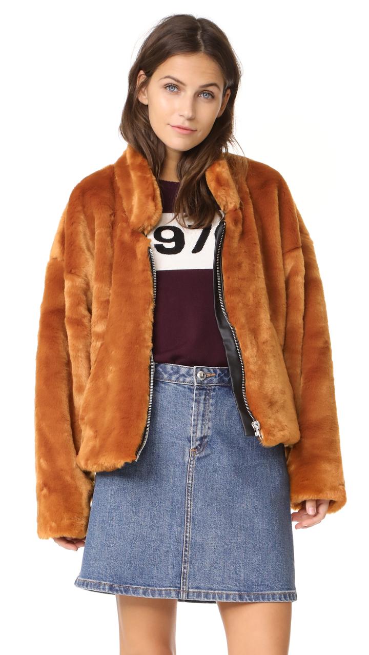 Free People Furry Bomber Jacket