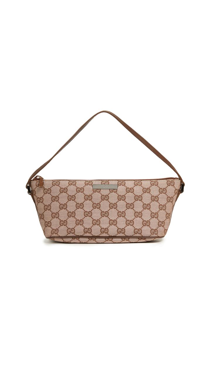 What Goes Around Comes Around Gucci Brown Canvas Pouch