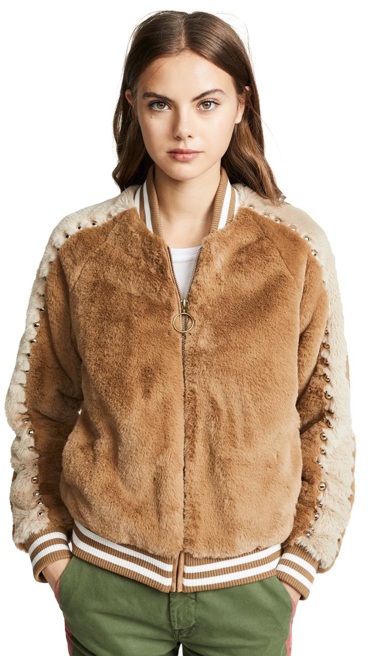 Mother The Letterman Faux Fur Jacket
