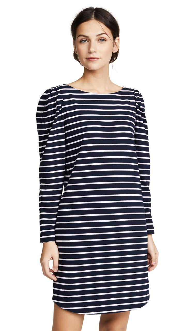 La Vie Rebecca Taylor Long Sleeve Yard Dyed Dress With Stripes