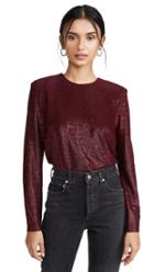 Michelle Mason Long Sleeve Tee With Crystals