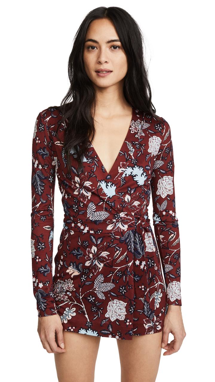 Diane Von Furstenberg Celeste Long Sleeve Banded Romper