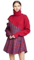 Unravel Project Hybrid Sweater Zip Plaid Dress