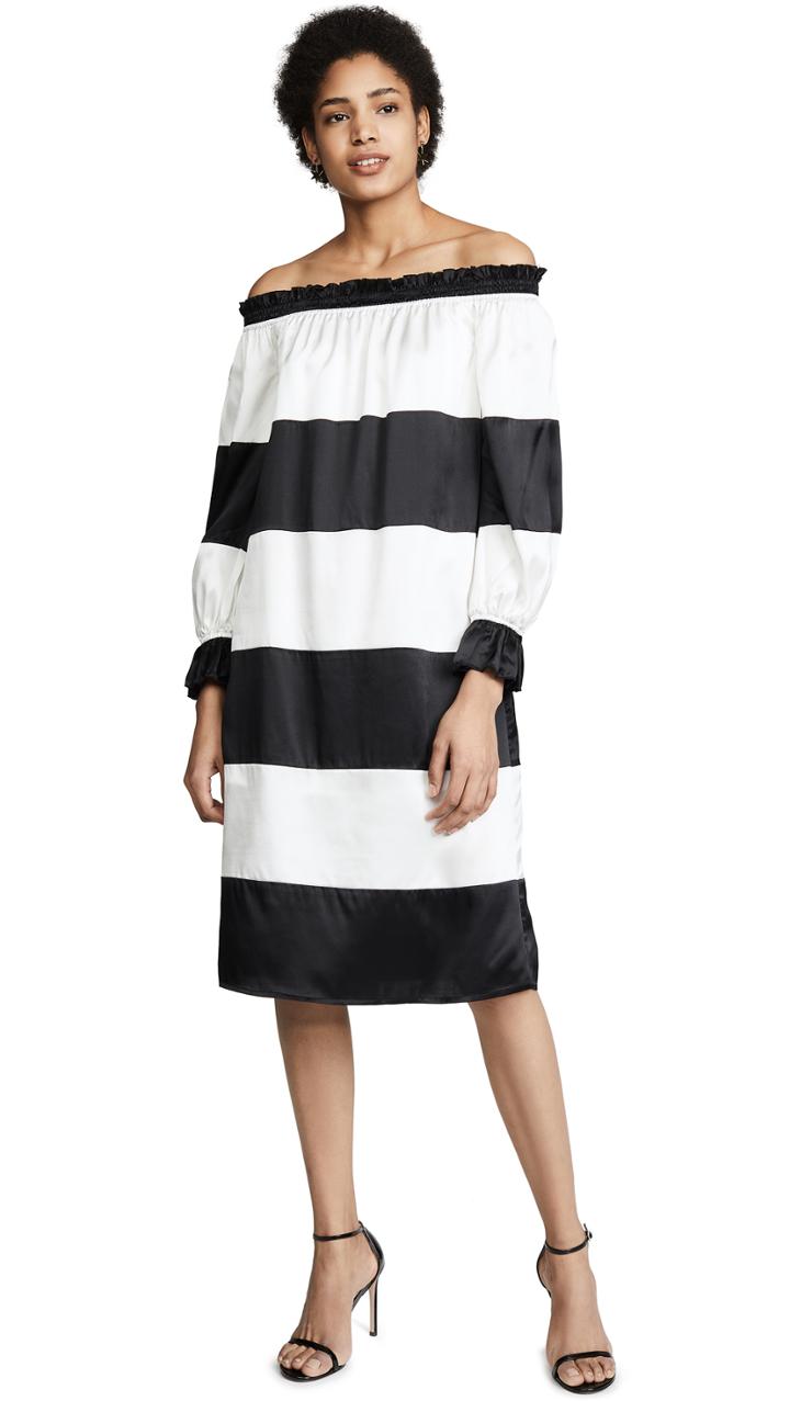 Cynthia Rowley Shanley Striped Off Shoulder Dress
