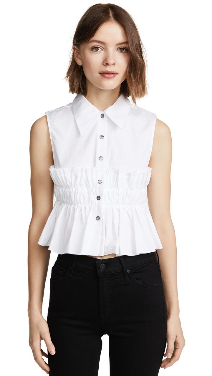Jourden Smocked Crop Shirt