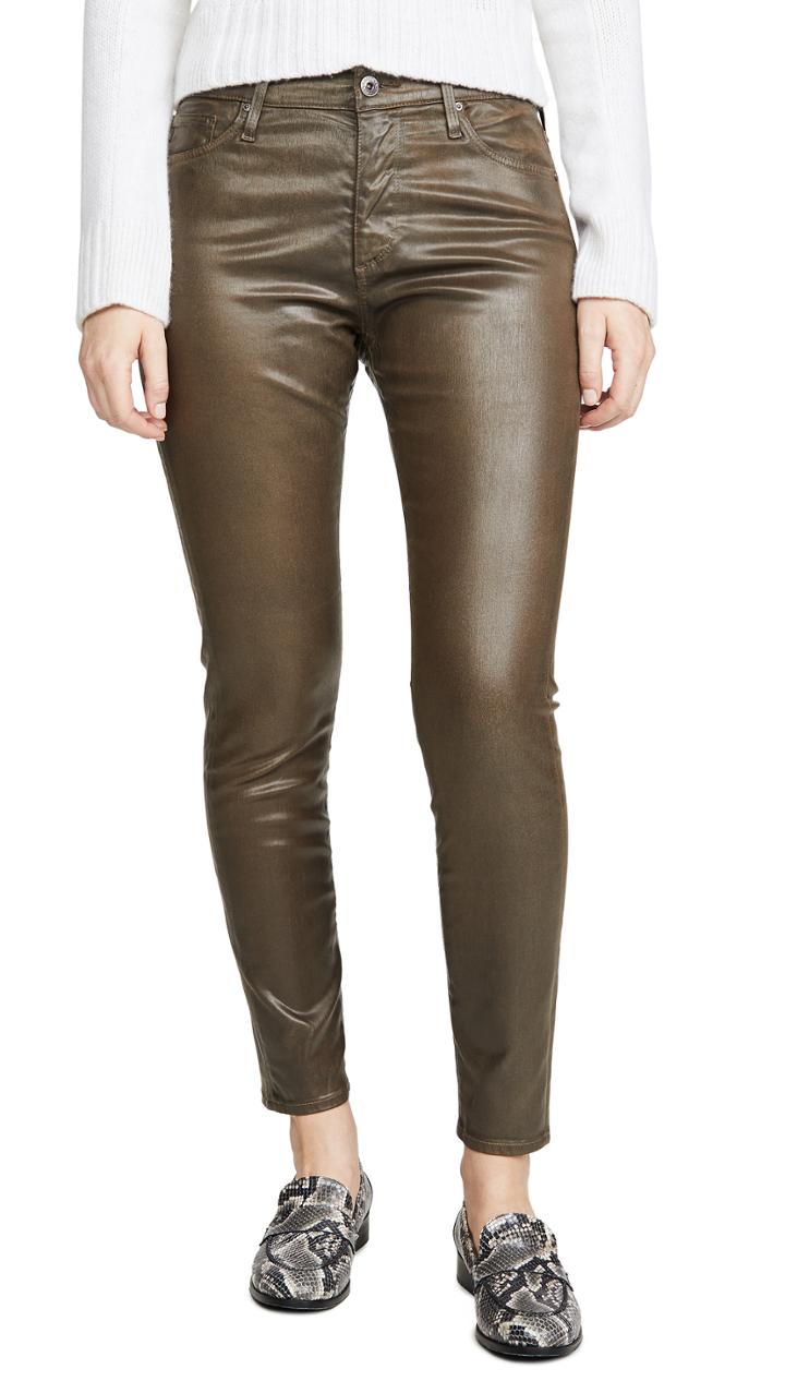 Ag The Farrah Vintage Leatherrette Skinny Ankle Jeans
