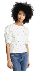 Leur Logette Draped Sleeve Flower Blouse