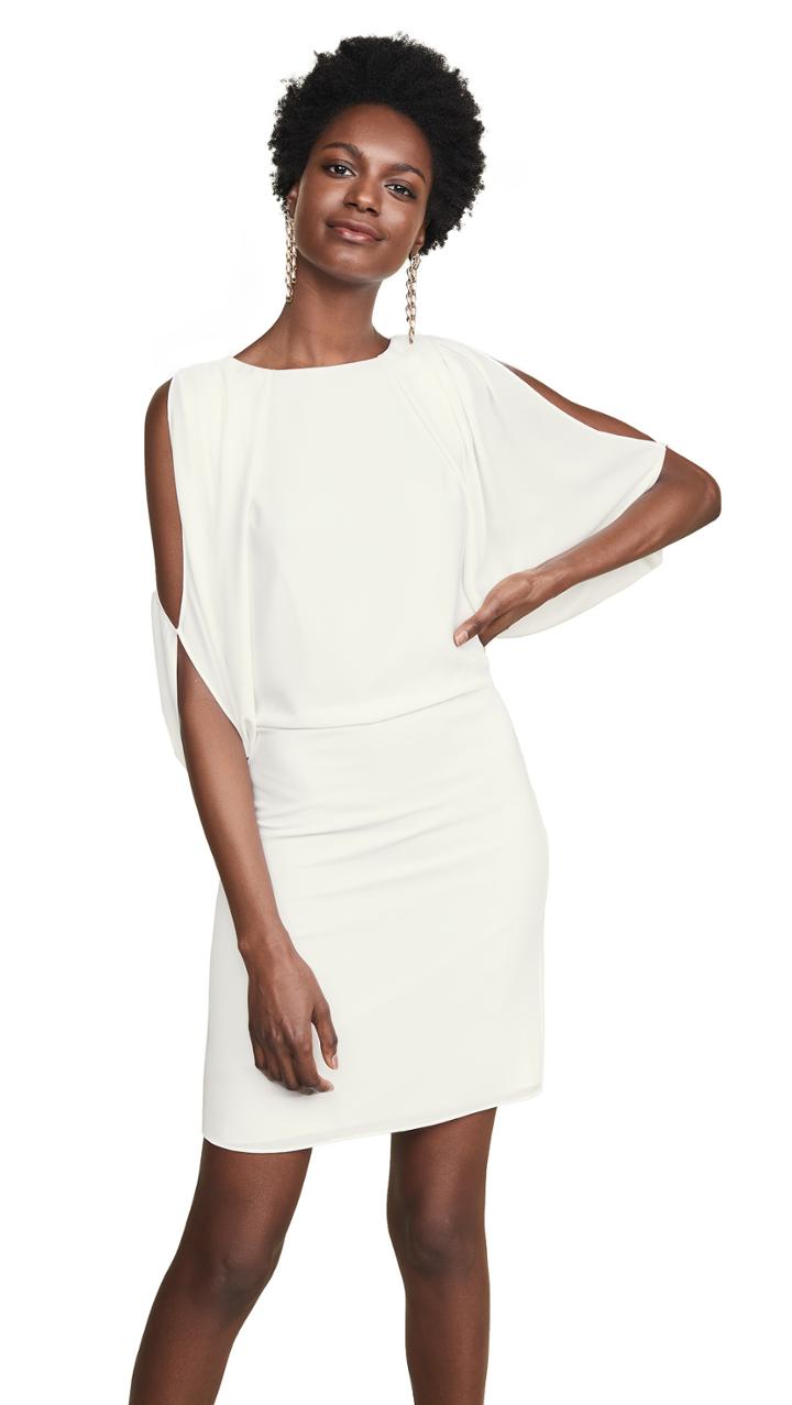 Halston Heritage Cape Sleeve Open Back Dress