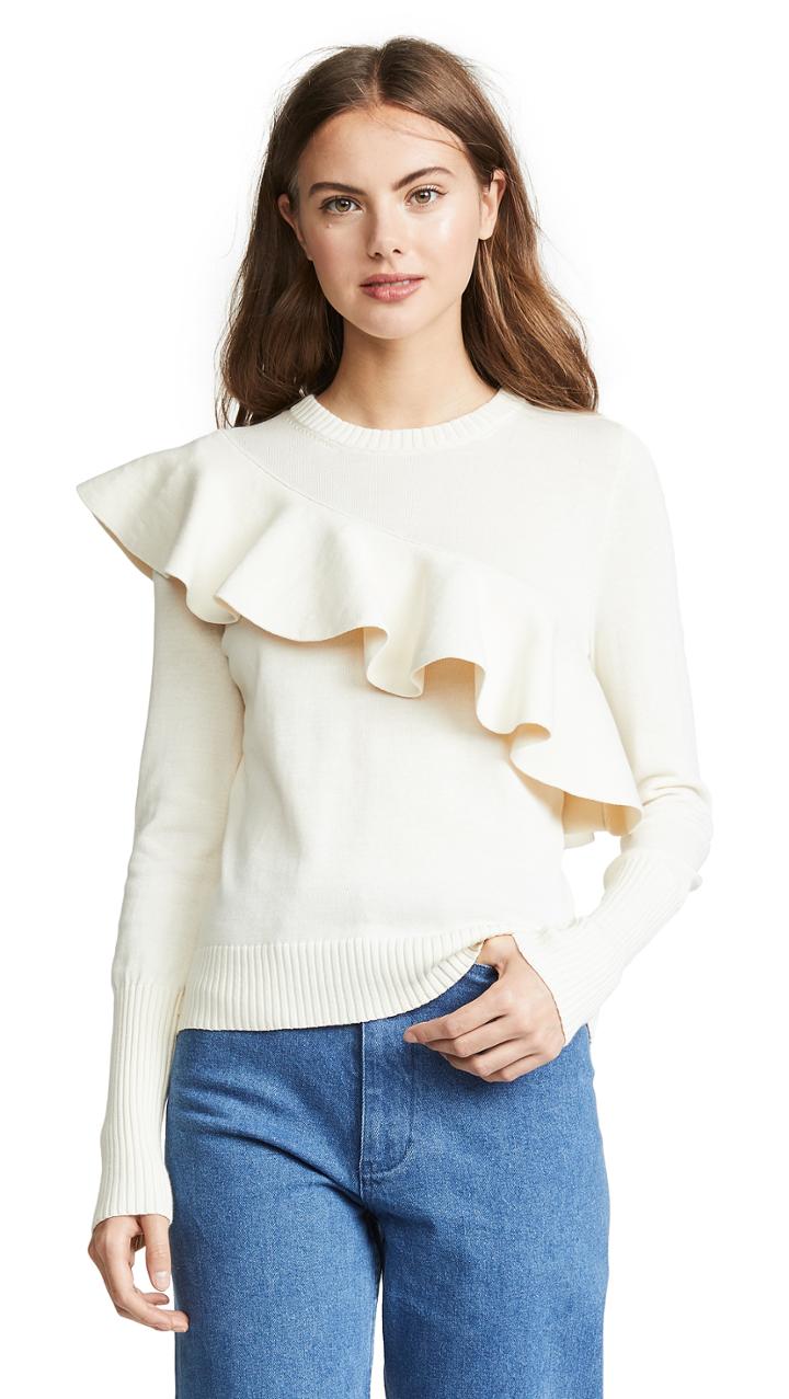 Apiece Apart Sterre Ruffle Crew Neck Sweater