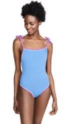 Solid Striped The Poppy Tie One Piece Swimsuit