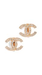 What Goes Around Comes Around Chanel Crystal Cc Clip On Earrings