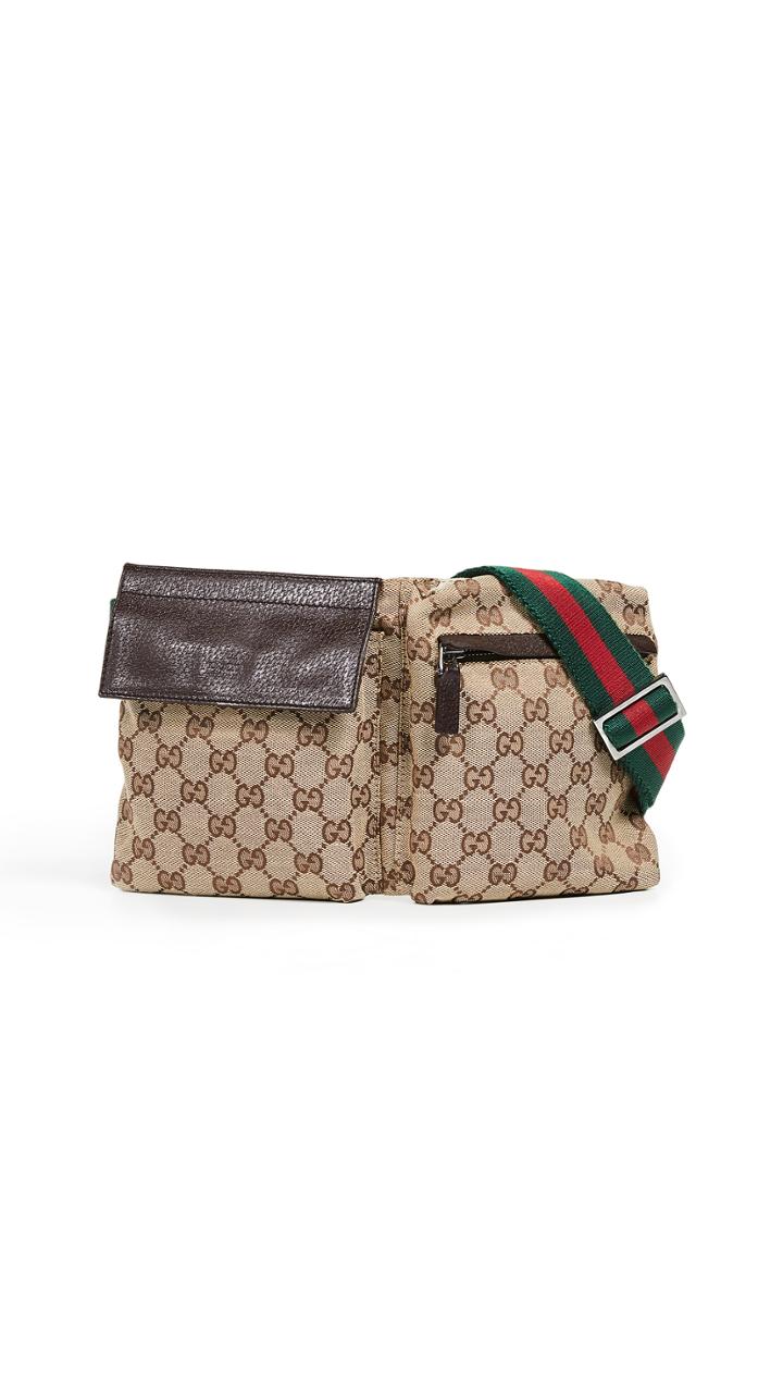 What Goes Around Comes Around Gucci Brown Canvas Waist Pouch