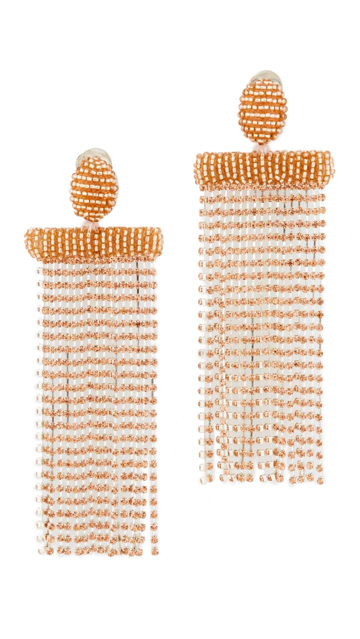 Oscar De La Renta Waterfall Tassel Clip Earrings