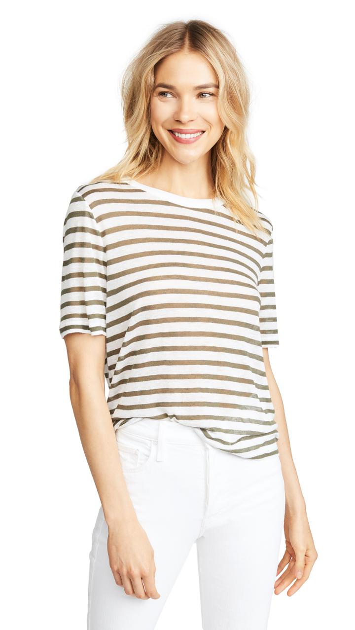 T By Alexander Wang Striped Slub Jersey Tee