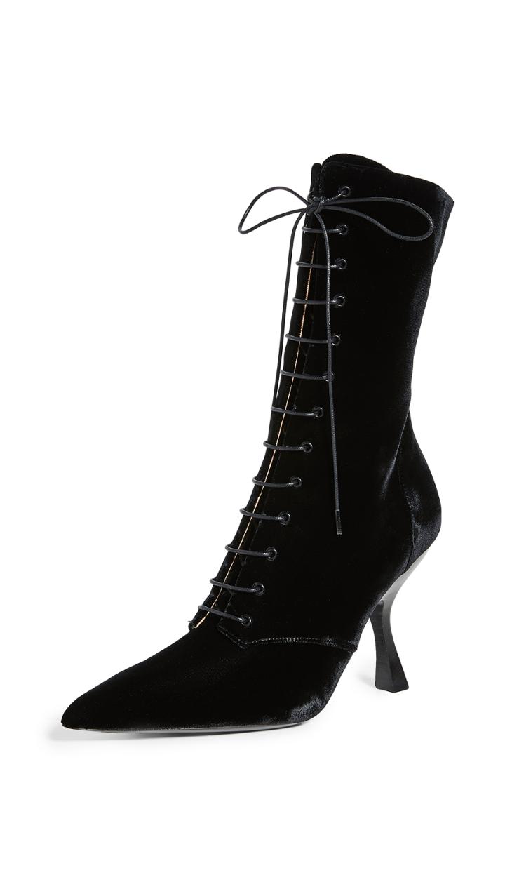 Brock Collection Velvet Lace Up Booties