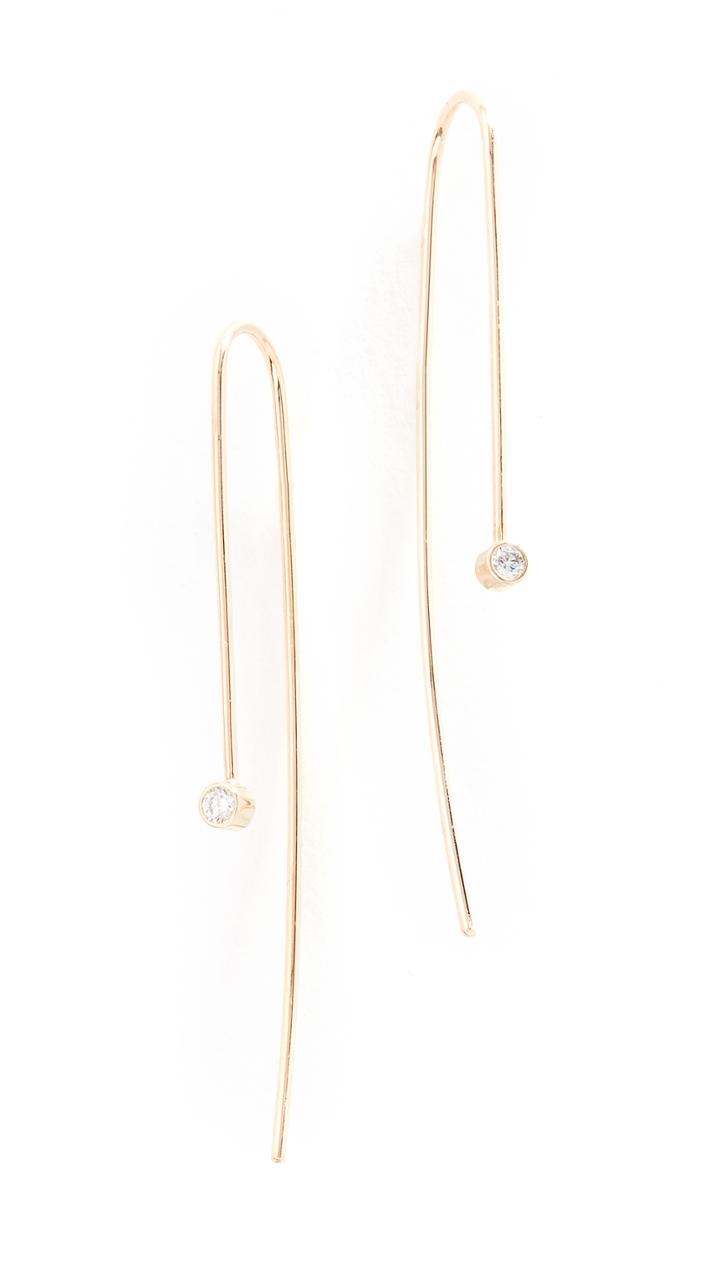 Zoe Chicco 14k Gold White Diamond Wire Earrings