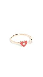 Ef Collection 14k Open Diamond Red Enamel Heart Ring