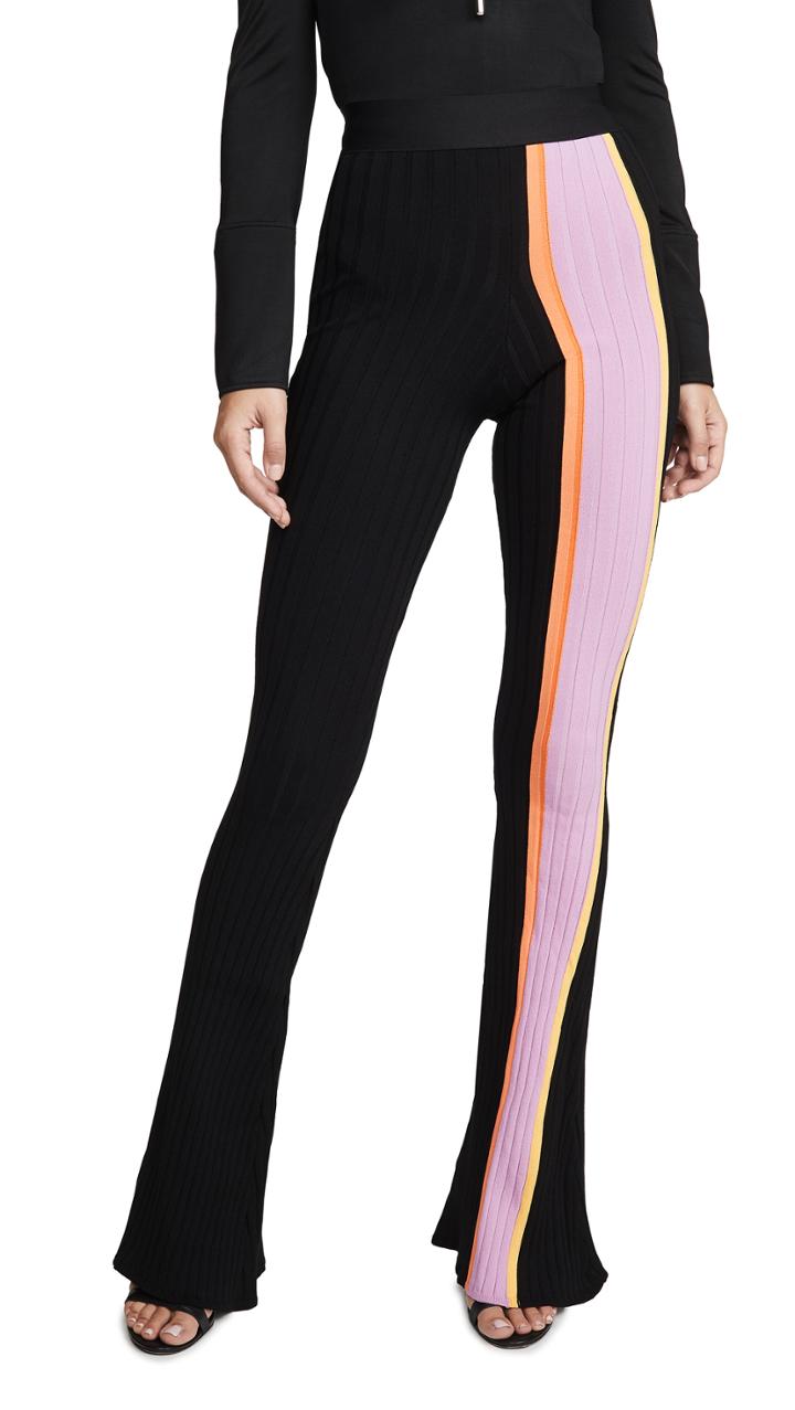 Ellery Bottleneck Rib Flared Pants With Front Stripe
