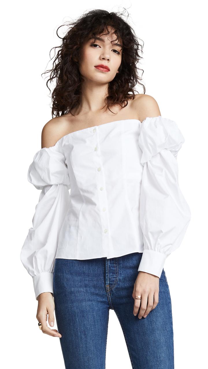 Anais Jourden Off Shoulder Poplin Top