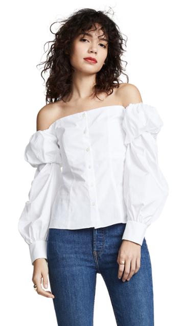 Anais Jourden Off Shoulder Poplin Top