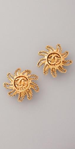 WGACA Vintage Vintage Chanel '94 CC Sun Clip Earrings