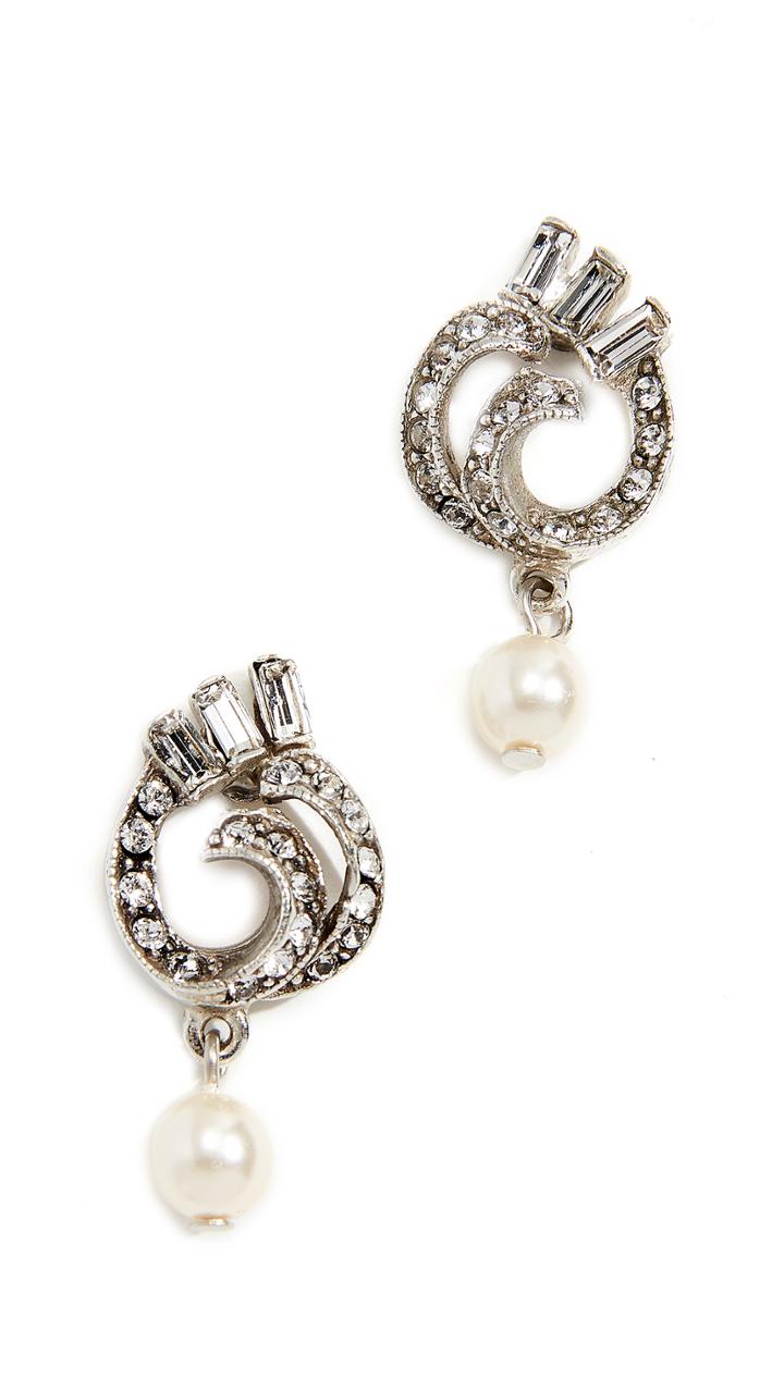 Ben Amun Swirl Imitation Pearl Drop Post Earrings