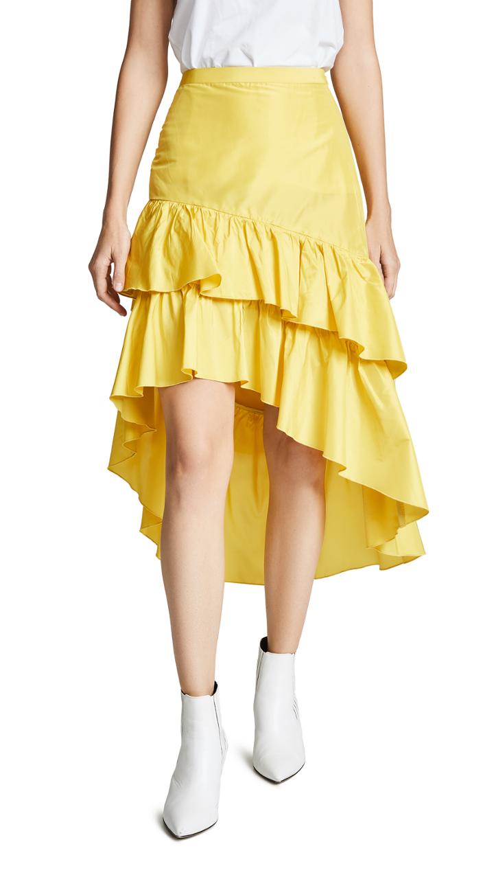 Cynthia Rowley High Low Tiered Ruffle Skirt