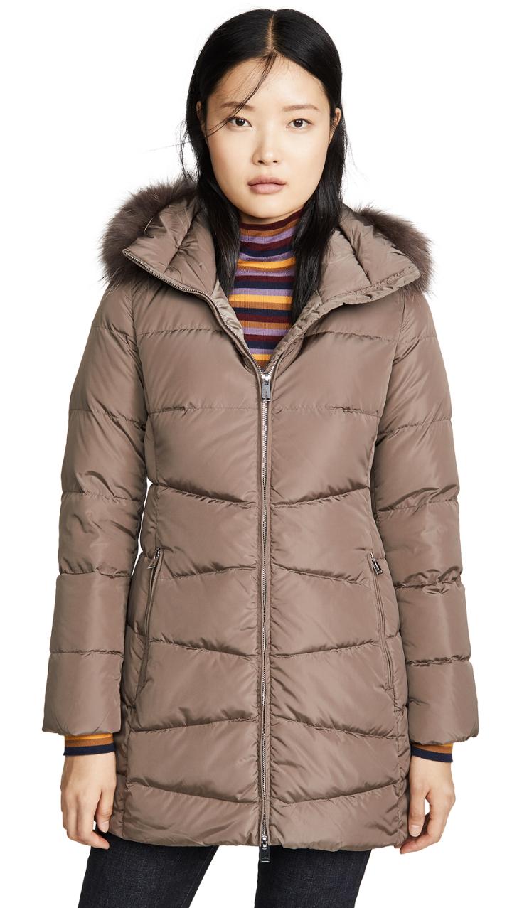 Add Down Down Coat With Detachable Fur Hood
