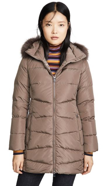 Add Down Down Coat With Detachable Fur Hood