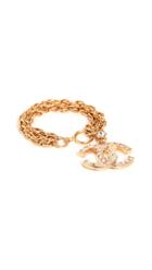 What Goes Around Comes Around Chanel Gold And Crystal Cc Bracelet