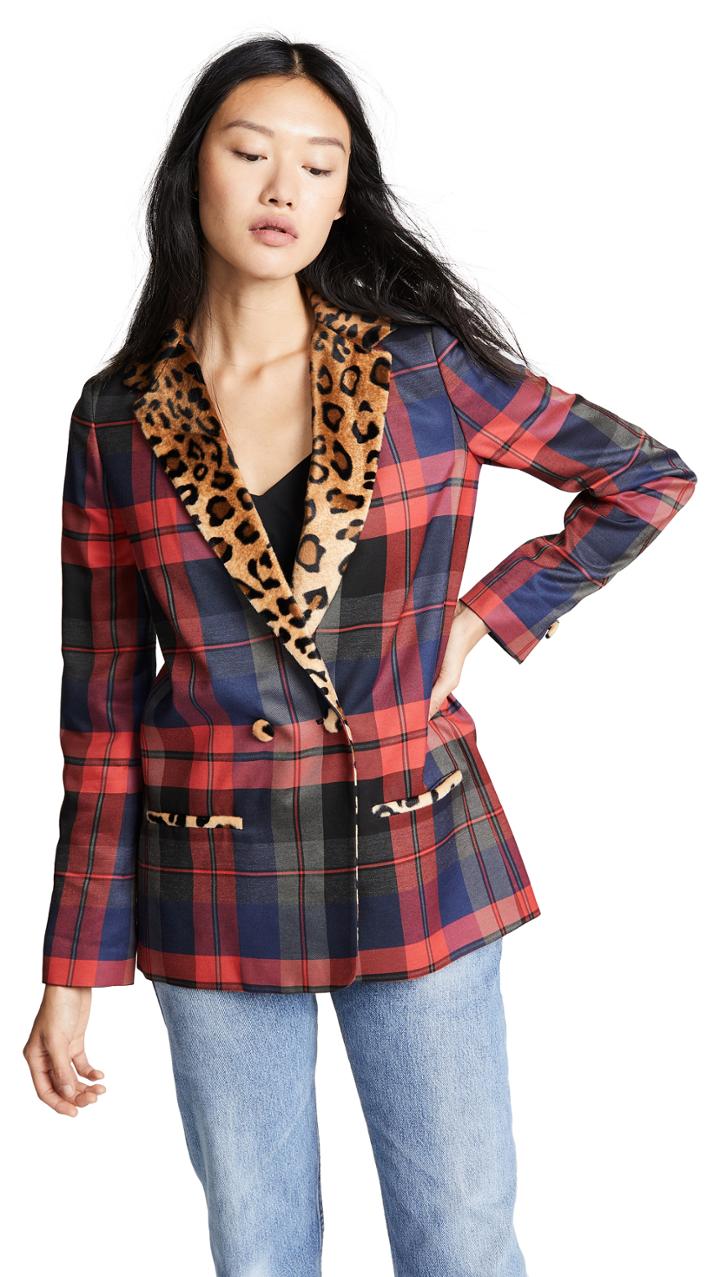 Valentina Shah Claire Blazer With Leopard Trim