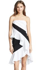 Marchesa Notte Strapless High Low Cocktail Dress