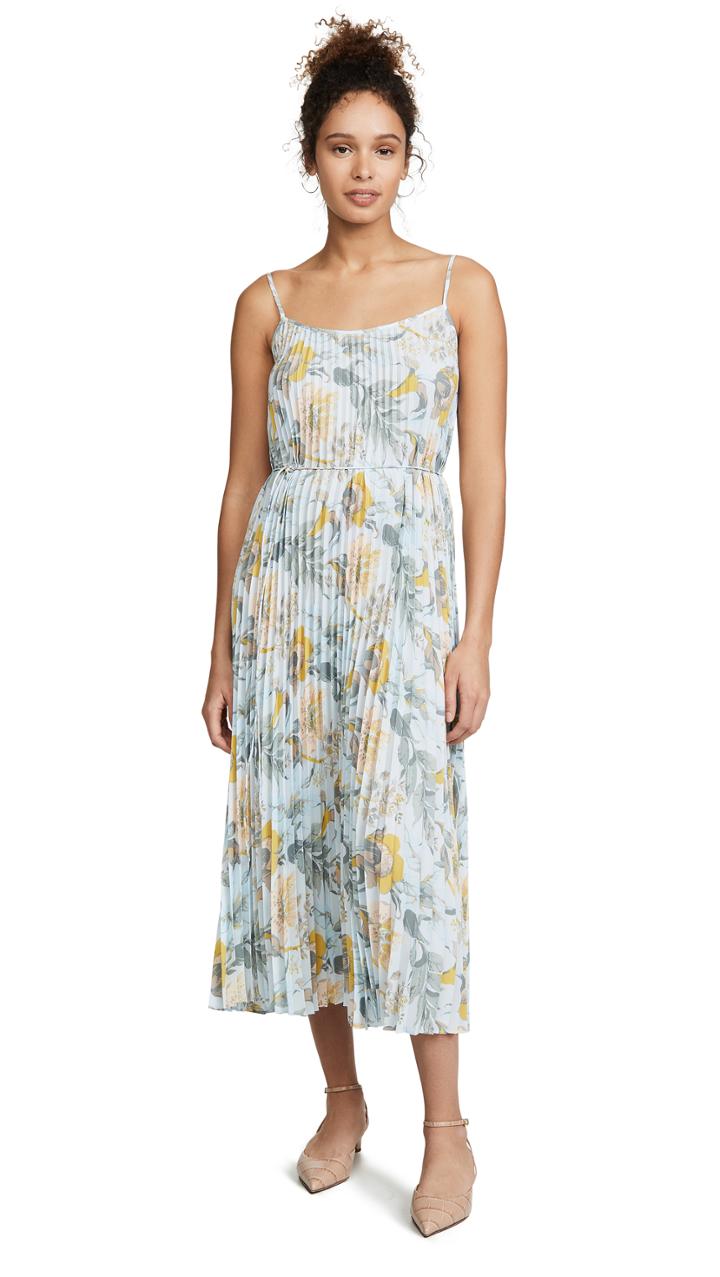 Vince Marine Garden Pleated Cami Dress