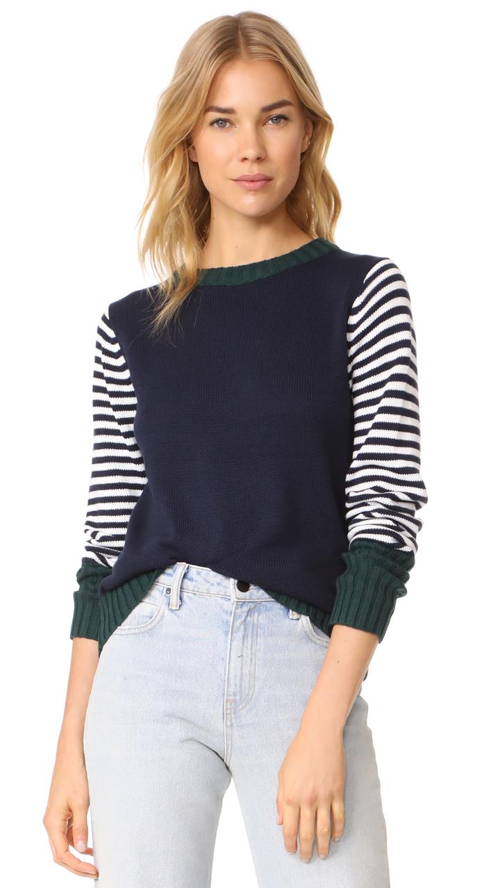 English Factory Stripe Knit Sweater With Tie