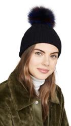 Jocelyn Knit Hat With Pastel Multi Fox Pom