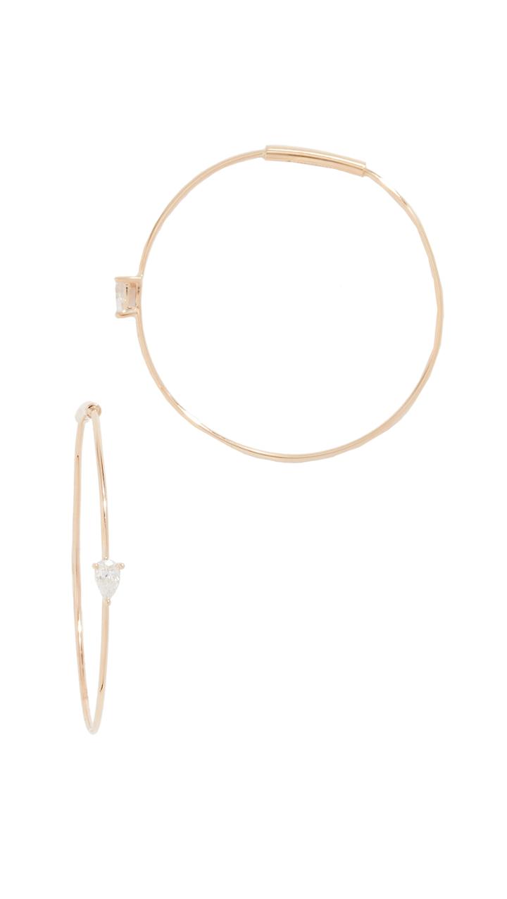 Lana Jewelry 14k Solo Pear Diamond Hoops