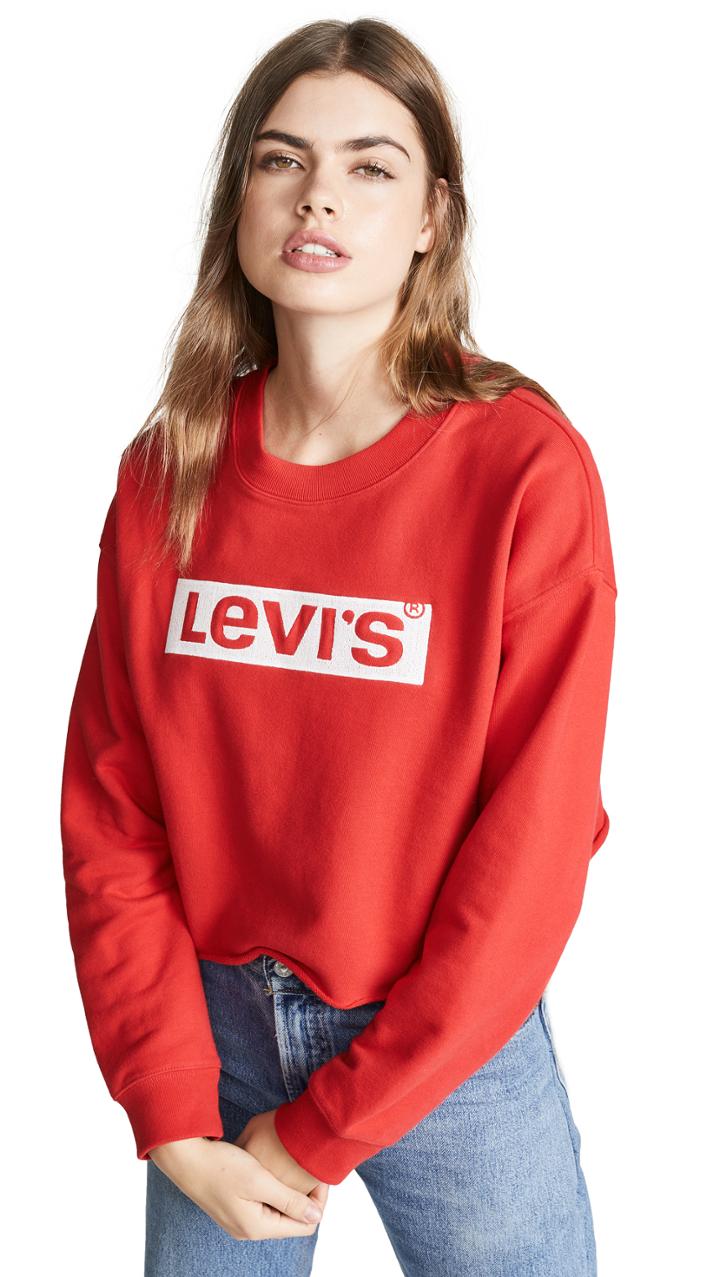 Levi S Graphic Raw Cut Crew Neck Sweatshirt