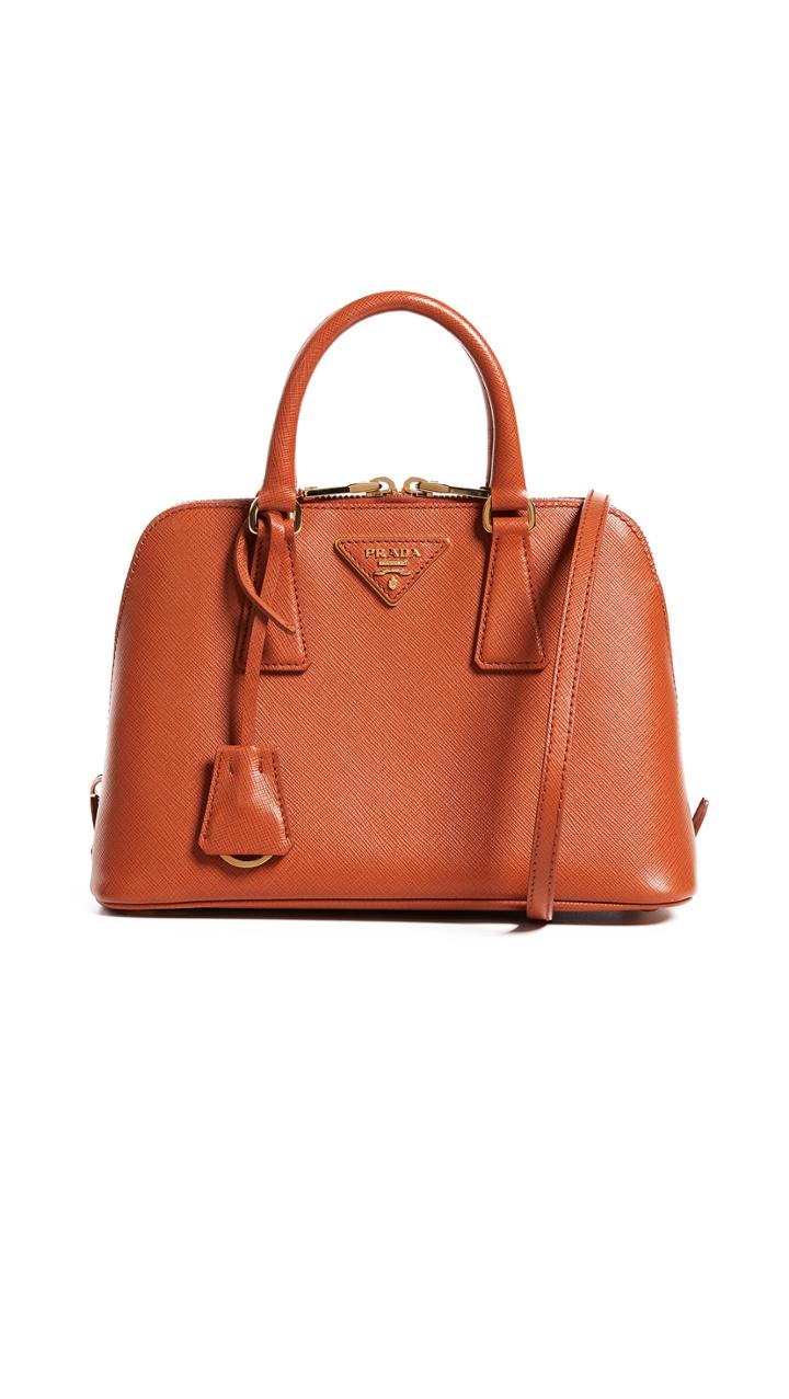 What Goes Around Comes Around Prada Orange Saffiano Promenade Small Satchel