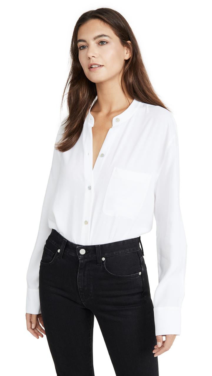 Vince Relaxed Band Collar Blouse