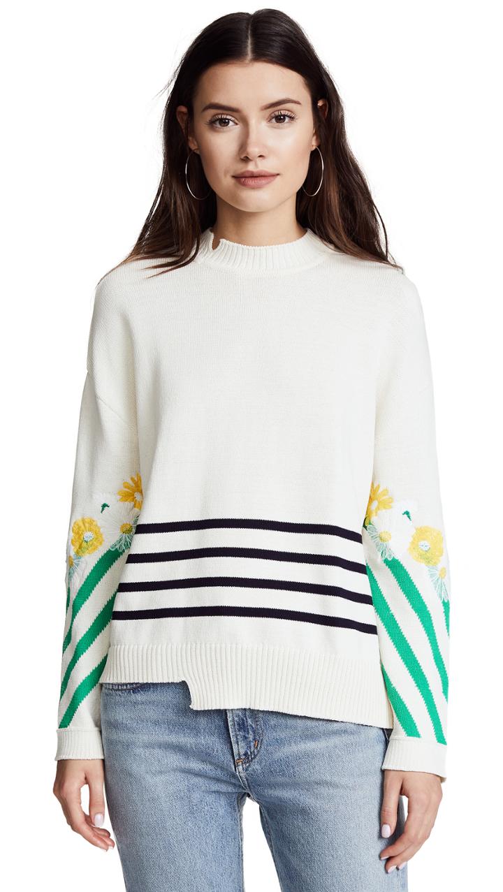 Sjyp Flower Embroidery Knit Top
