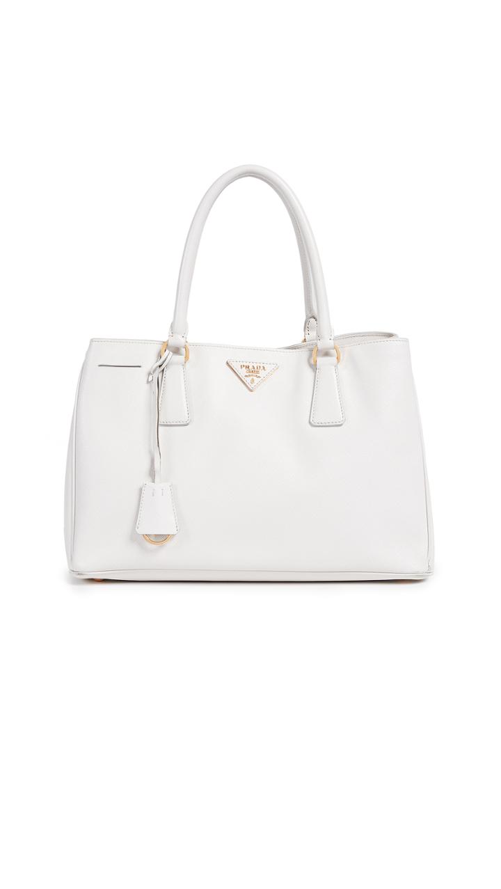 What Goes Around Comes Around Prada White Saff Double Tote Medium Satchel